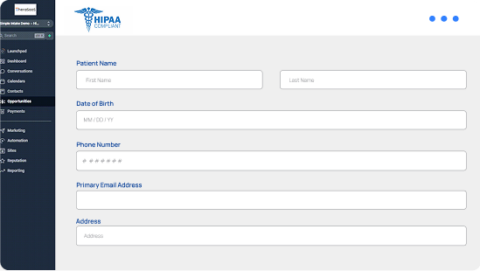 TheraSaaS HIPAA-compliant intake form