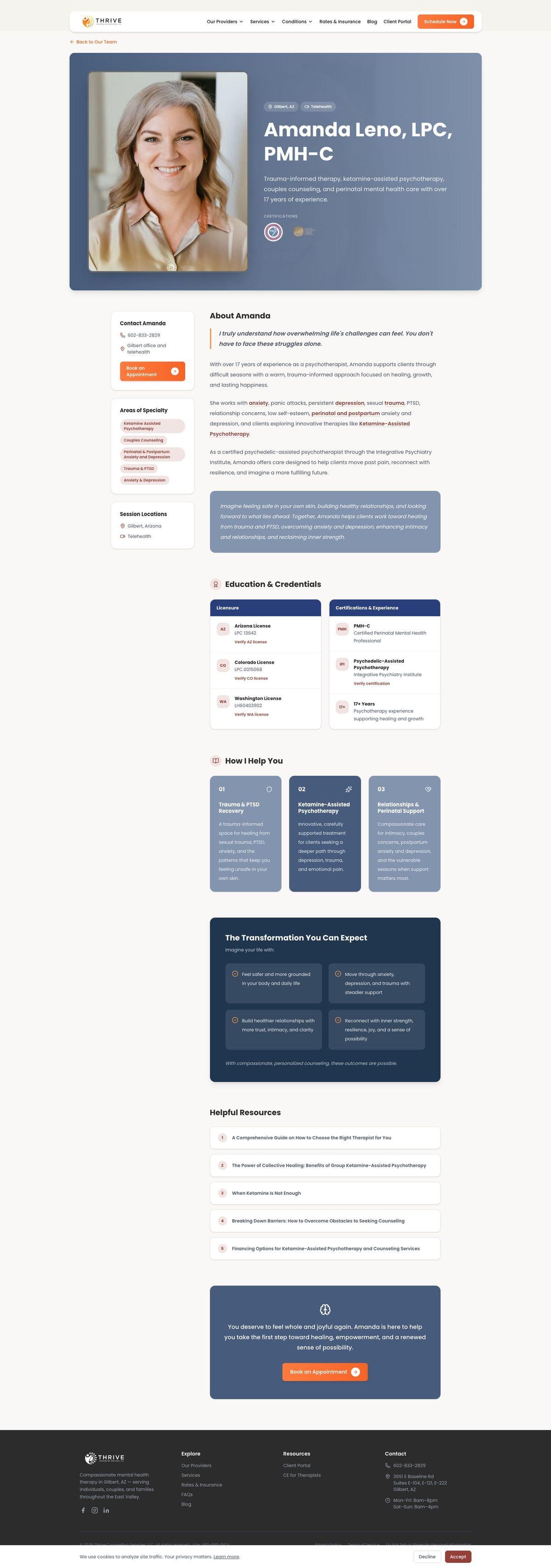 Rebuilt Amanda Leno clinician page