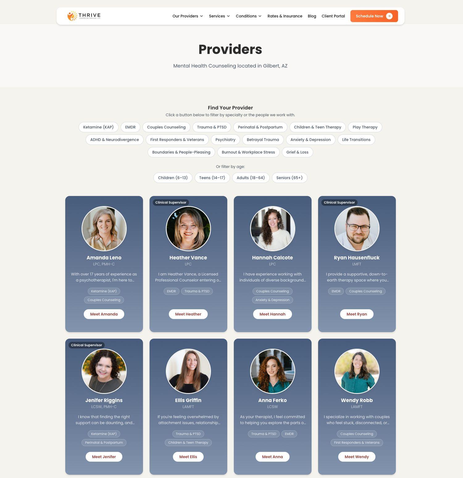 Rebuilt Thrive providers page