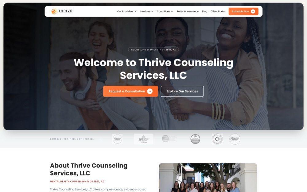 The rebuilt Thrive Counseling AZ website