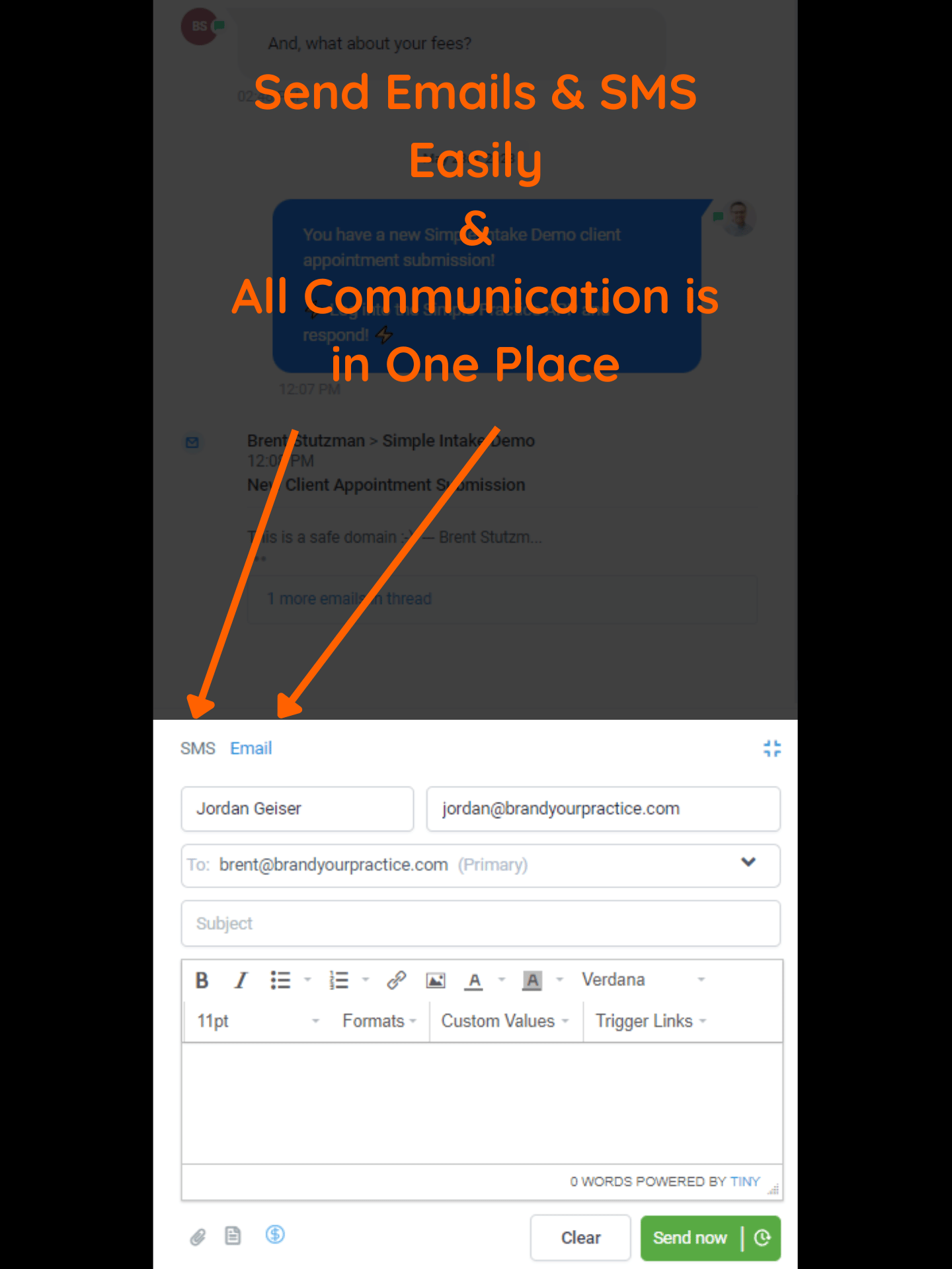 TheraSaaS unified inbox example